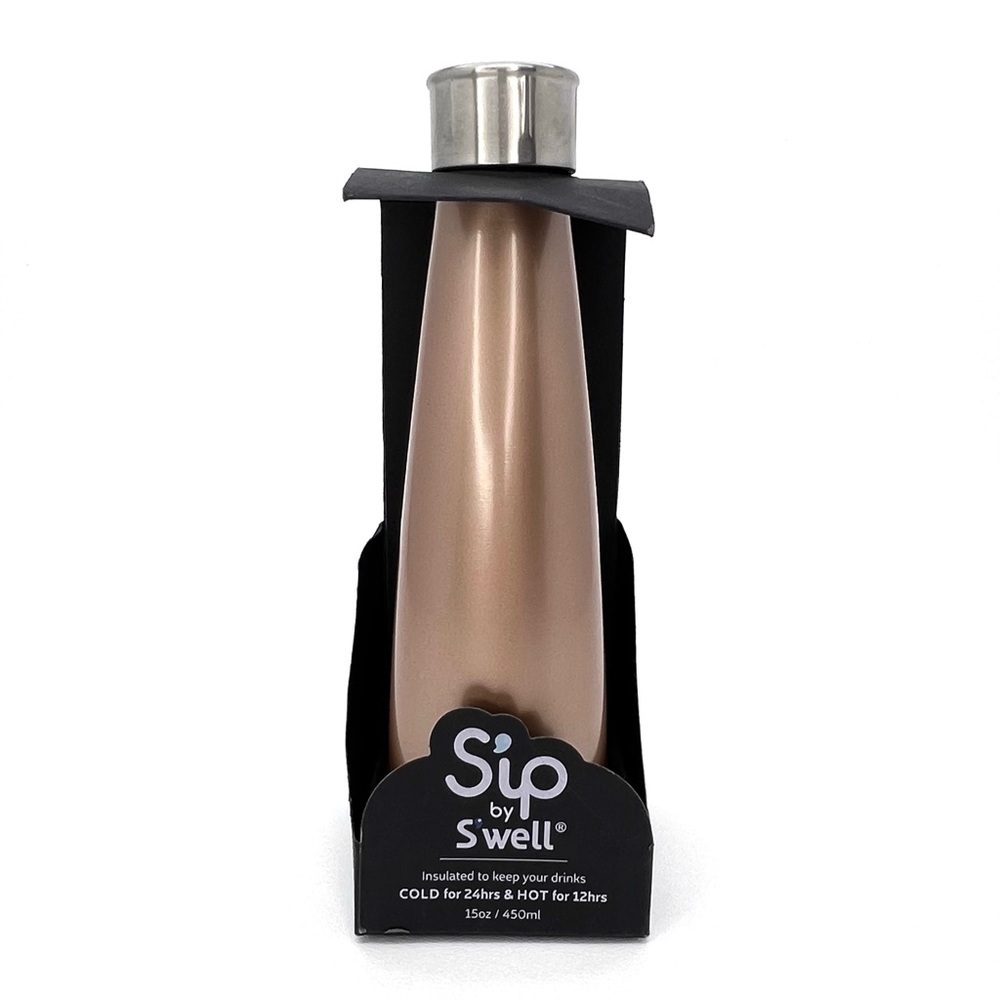Sip by Swell 15 oz. Water Bottle Double Walled Staineless Steel Golden Rose New